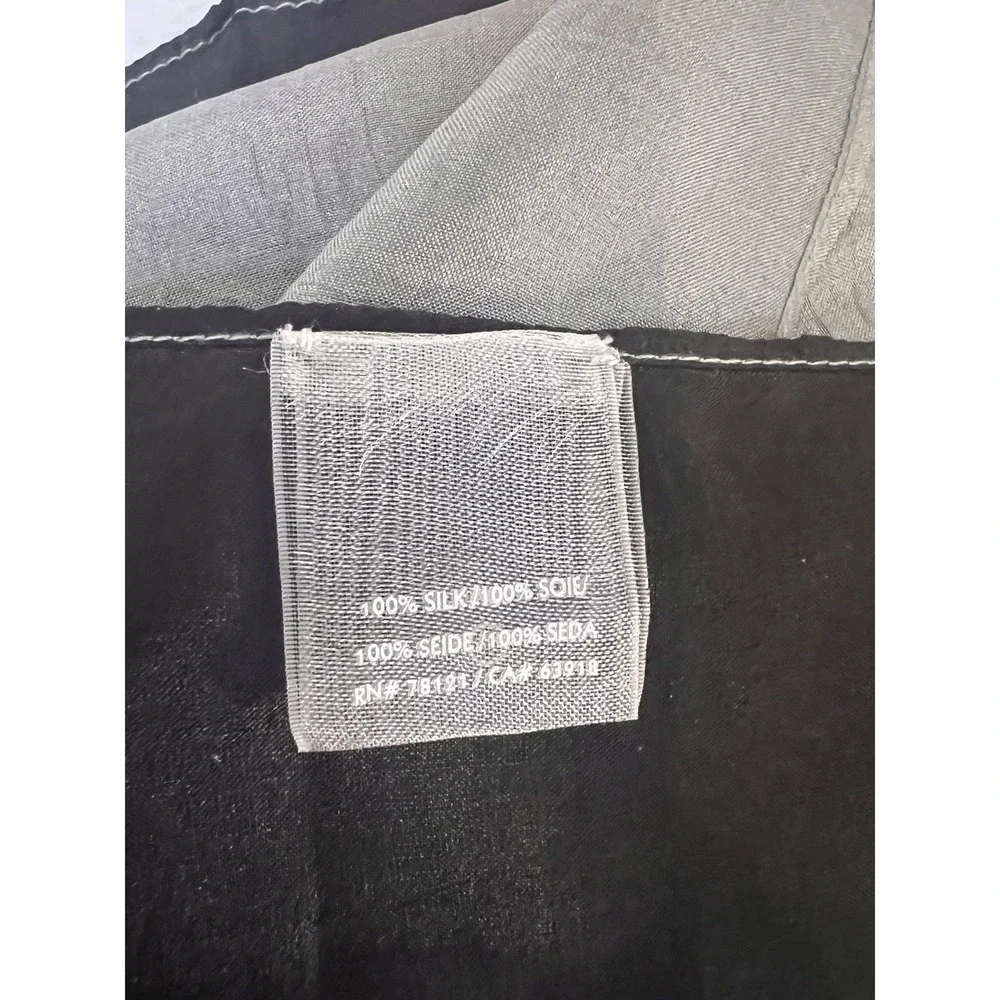 Eileen Fisher Black Gray Blue Silk Scarf